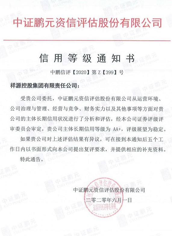 20200601今年会jnh控股集团（主体初次）信誉等级通知书.jpg